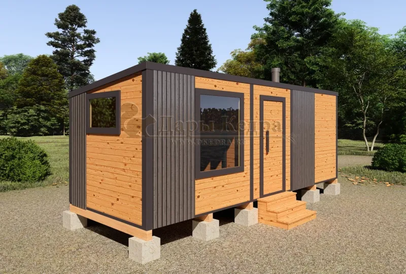 Каркасная баня «Лофт» из кедра 6х2,2 метра (вариант 1)