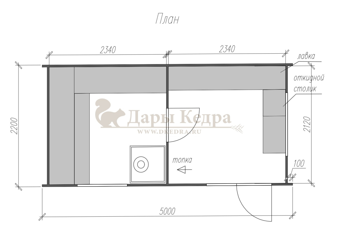 Баня «Парус» из кедра 5х2,2 м